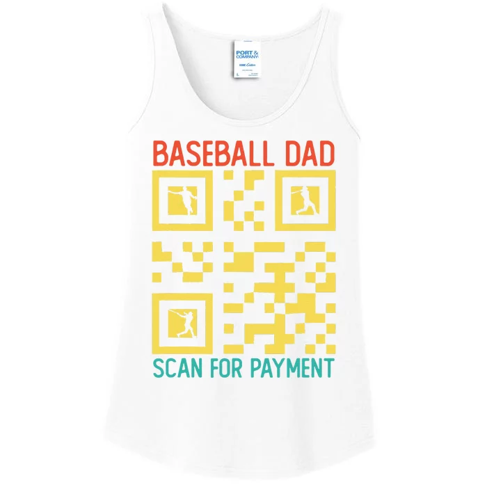 Funny Qr code Baseball Dad Scan For Payment Father's Day Ladies Essential Tank