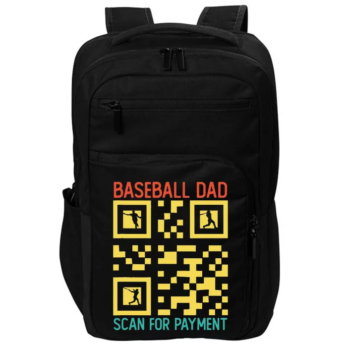 Funny Qr Code Baseball Dad Scan For Payment Fathers Day Impact Tech Backpack