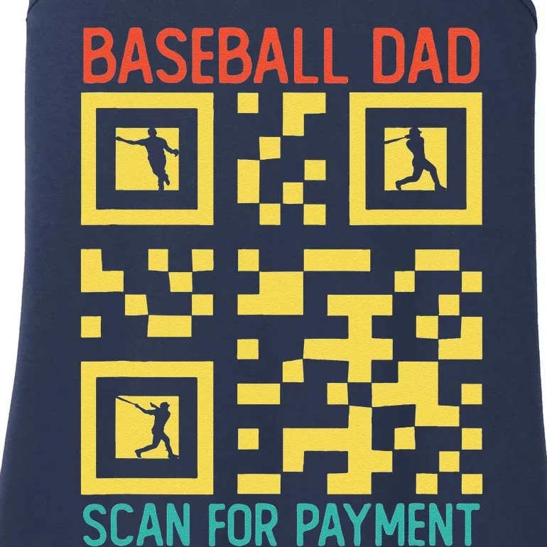 Funny Qr Code Baseball Dad Scan For Payment Fathers Day Ladies Essential Tank