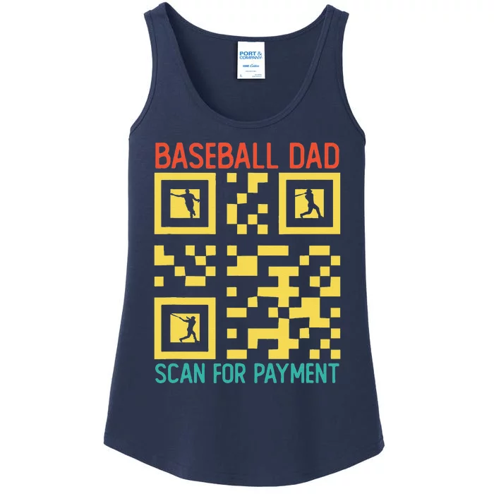 Funny Qr Code Baseball Dad Scan For Payment Fathers Day Ladies Essential Tank