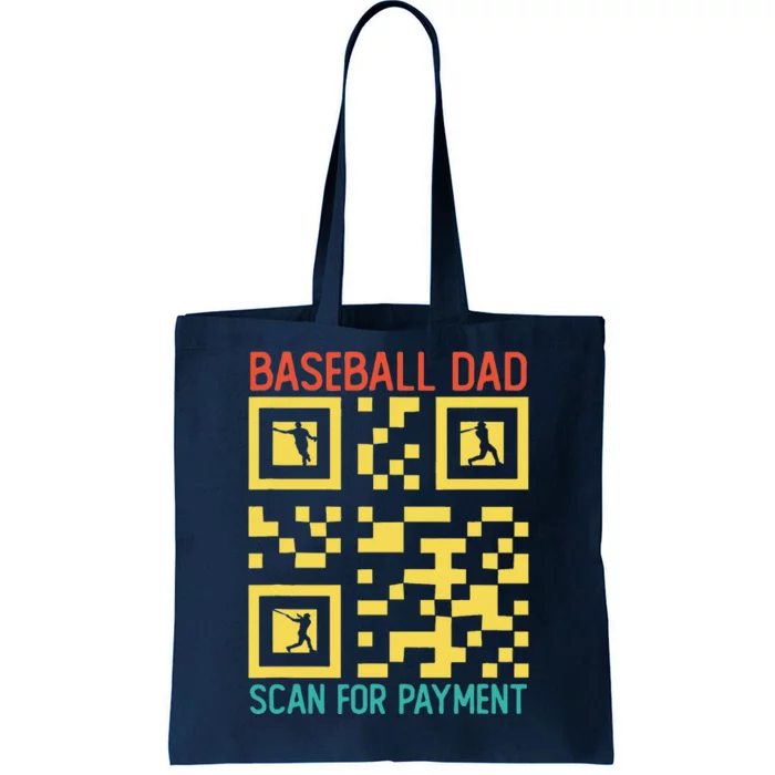 Funny Qr Code Baseball Dad Scan For Payment Fathers Day Tote Bag