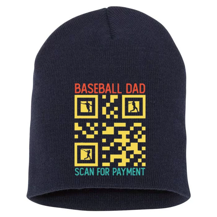 Funny Qr Code Baseball Dad Scan For Payment Fathers Day Short Acrylic Beanie