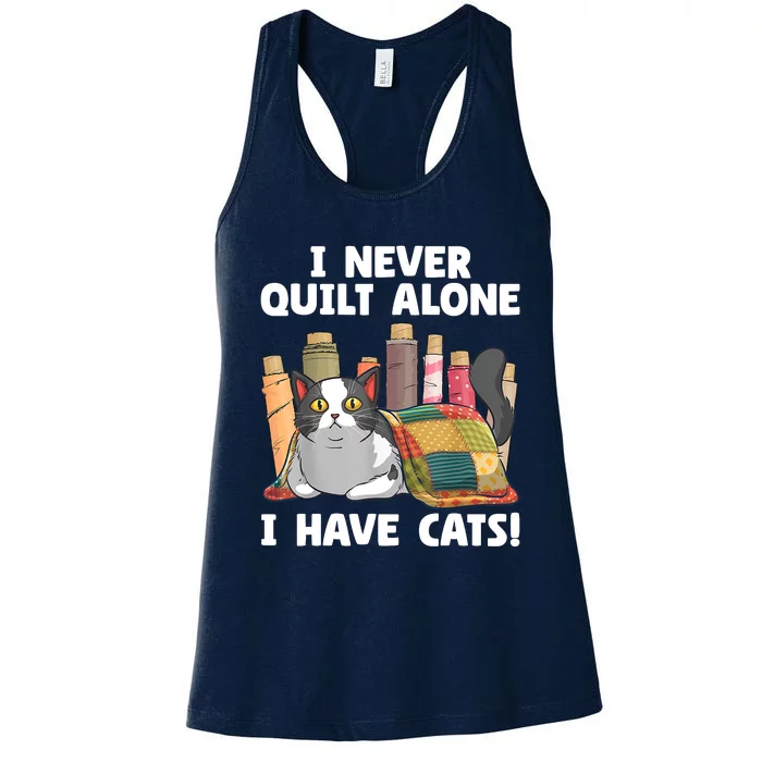 Funny Quilting Cat Quilt Sewing Quilter Women's Racerback Tank