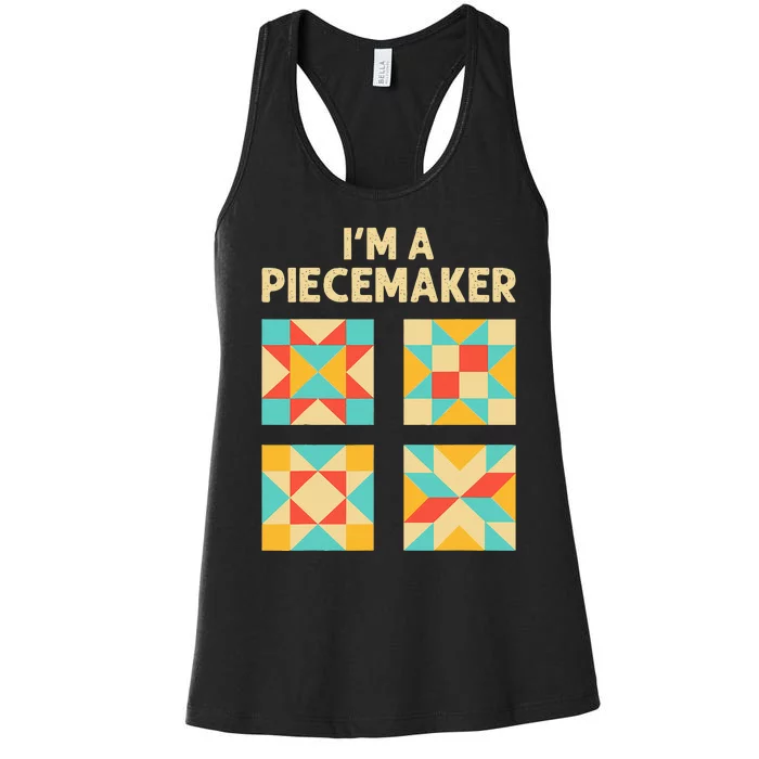 Funny Quilting Designs For Women Quilt Lover Knitting Women's Racerback Tank