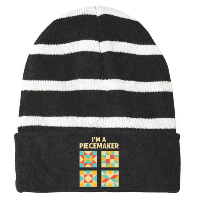 Funny Quilting Designs For Women Quilt Lover Knitting Striped Beanie with Solid Band