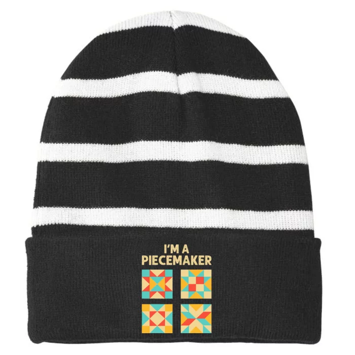 Funny Quilting Designs For Wo Quilt Lover Knitting Striped Beanie with Solid Band