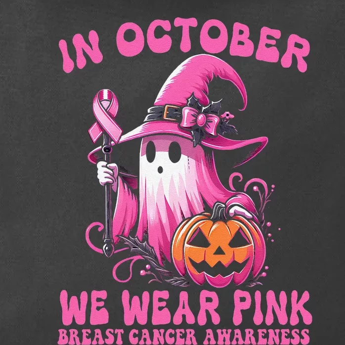 Funny Quote In October We Wear Pin.K Breast Cancer Awareness Zip Tote Bag