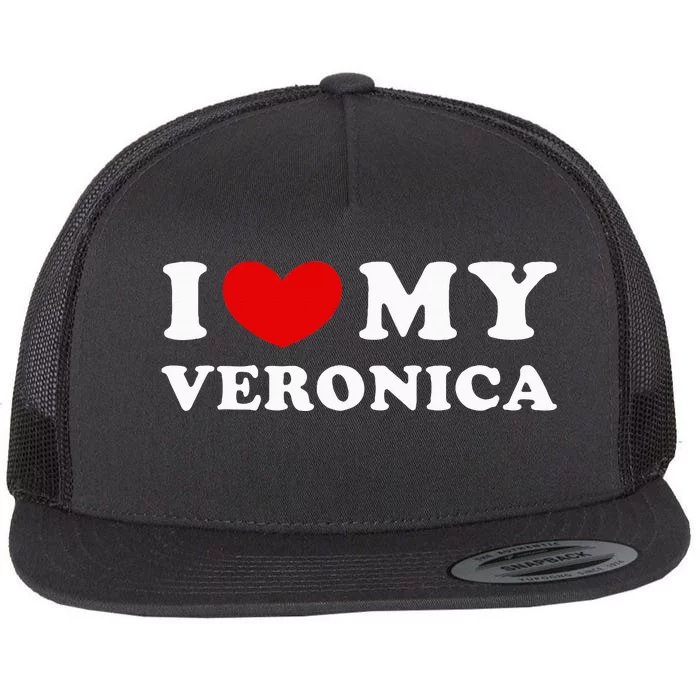 funny quotes I Love My Veronica I Heart My Veronica Flat Bill Trucker Hat