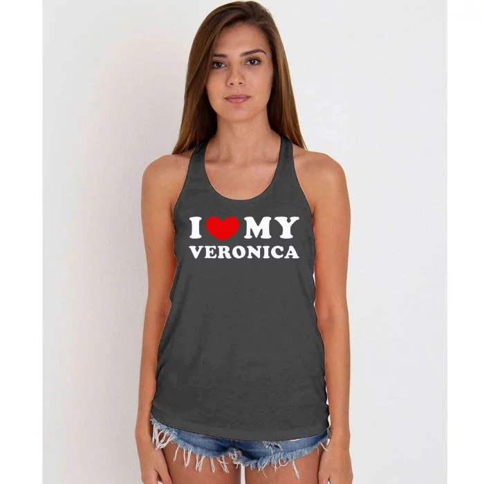 funny quotes I Love My Veronica I Heart My Veronica Women's Knotted Racerback Tank