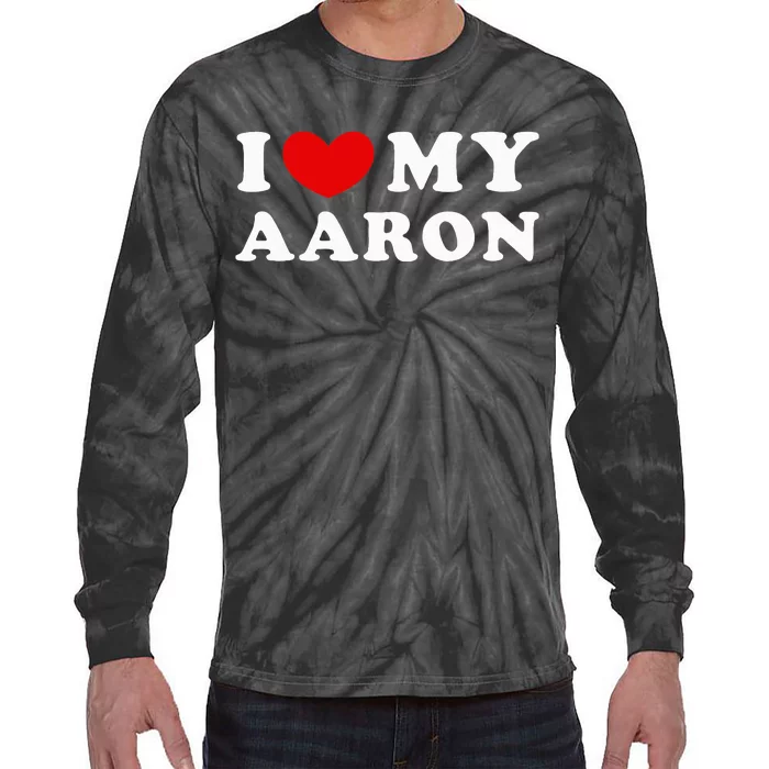 funny quotes I Love My Aaron I Heart My Aaron Tie-Dye Long Sleeve Shirt