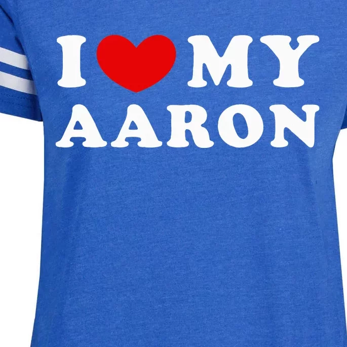 funny quotes I Love My Aaron I Heart My Aaron Enza Ladies Jersey Football T-Shirt