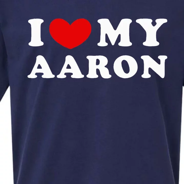 funny quotes I Love My Aaron I Heart My Aaron Sueded Cloud Jersey T-Shirt