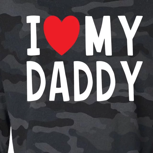 Family Quote I Love My Daddy Heart Celebrate Dad Gift Cropped Pullover Crew