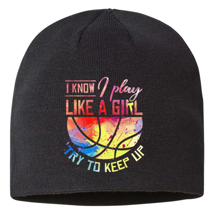 funny quote I Know I Play Like A  Basketball 8 1/2in Sustainable Knit Beanie