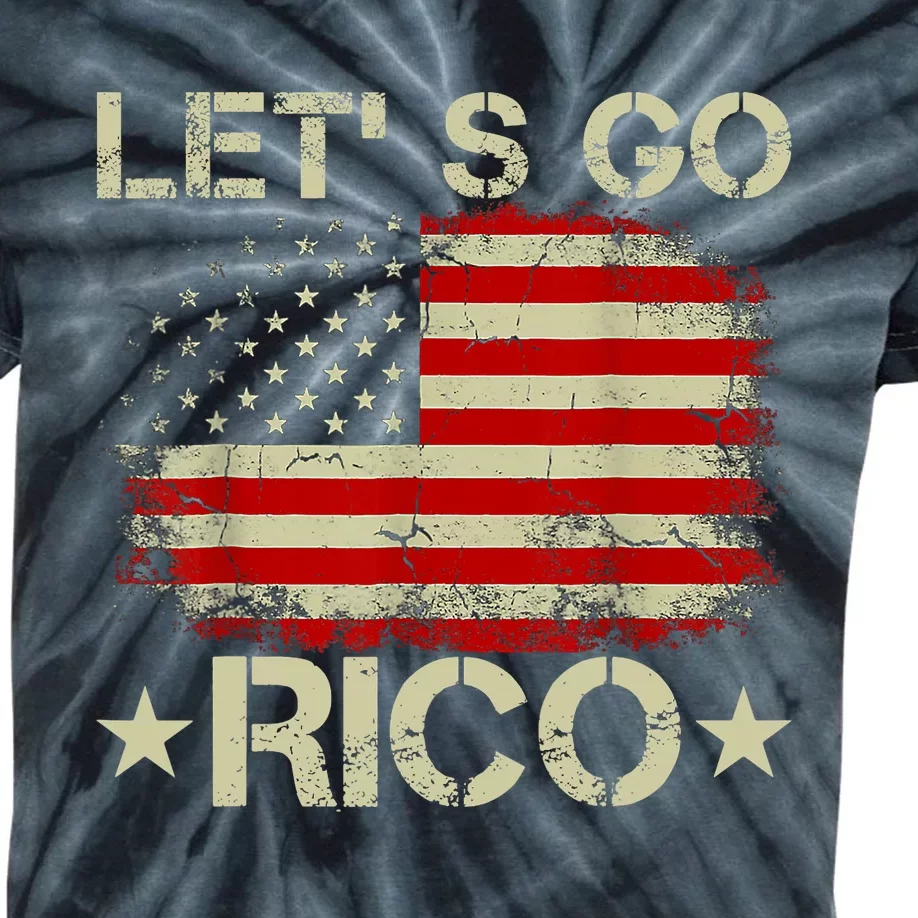 Funny Quote Lets Go RICO American Flag Kids Tie-Dye T-Shirt