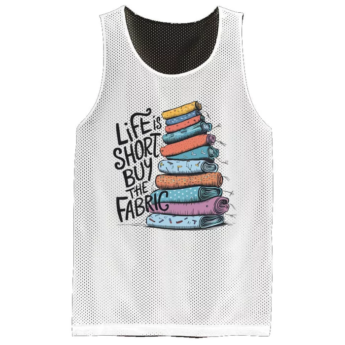 Funny Quilting Life Is Short Buy The Fabric Mesh Reversible Basketball Jersey Tank