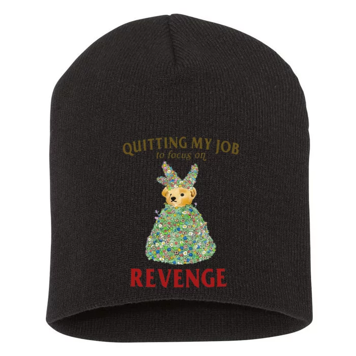 Funny Quitting My Job To Focus On Revenge Gift Short Acrylic Beanie