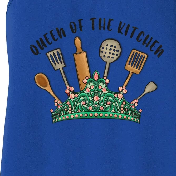 Funny Queen Of Kitchen Gift Crown Cooking Tools Gift Women's Racerback Tank