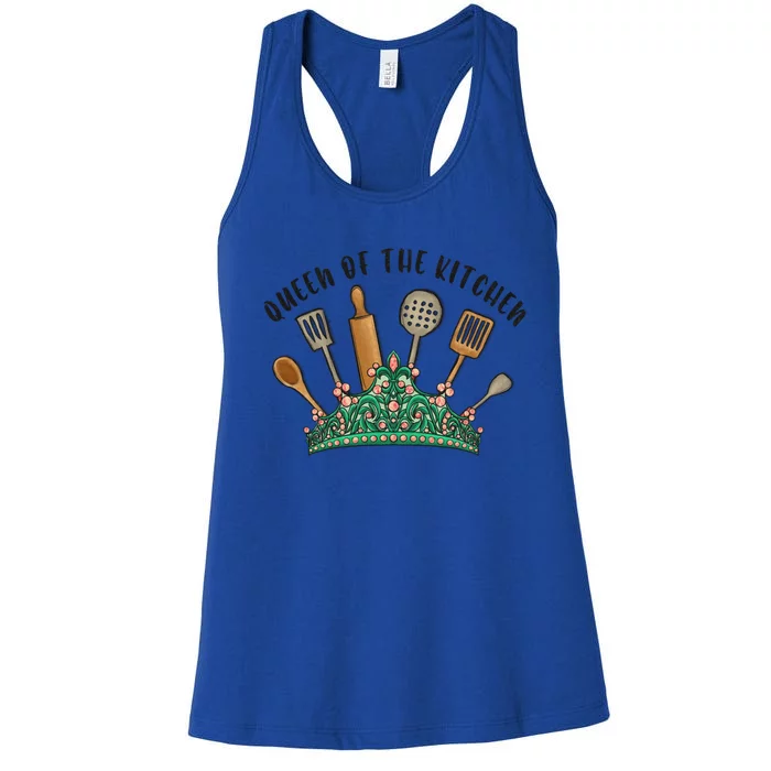 Funny Queen Of Kitchen Gift Crown Cooking Tools Gift Women's Racerback Tank