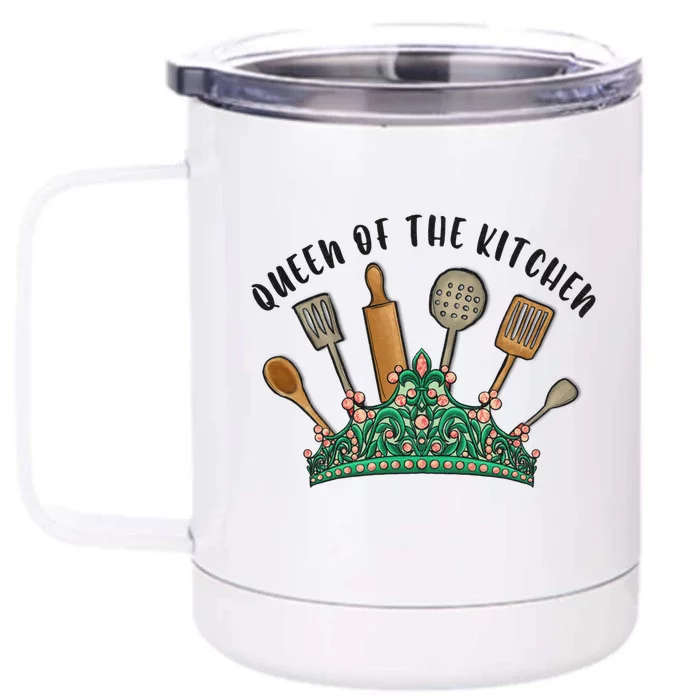 Funny Queen Of Kitchen Gift Crown Cooking Tools Gift Front & Back 12oz Stainless Steel Tumbler Cup