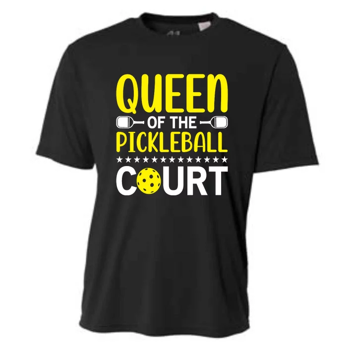 Funny Queen Of The Pickleball Court Gift For Sport Fan Pickleball Team Cooling Performance Crew T-Shirt