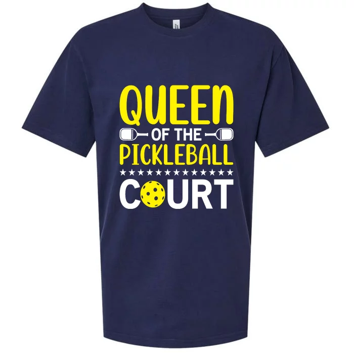 Funny Queen Of The Pickleball Court Gift For Sport Fan Pickleball Team Sueded Cloud Jersey T-Shirt