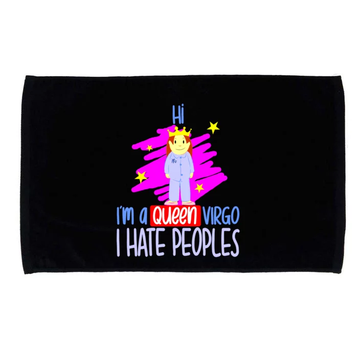 Fabulous Queen Of Virgo I Hate People Funny Virgo Zodiac Cool Gift Microfiber Hand Towel