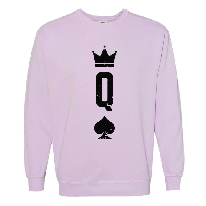 Funny Queen Of Spades Card Matching Halloween Costume For Couples Garment-Dyed Sweatshirt