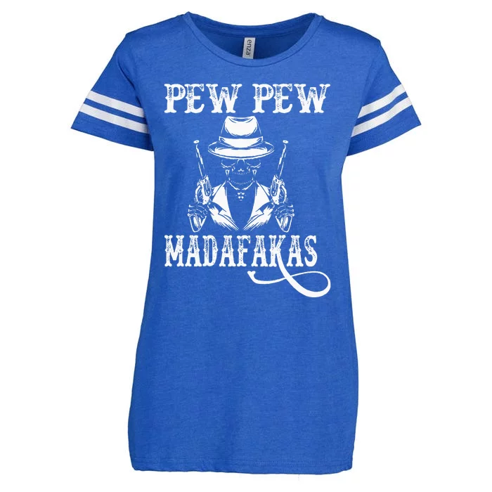 Funny Quote Pew Pew Madafakas Cute Skeleton Skull Enza Ladies Jersey Football T-Shirt