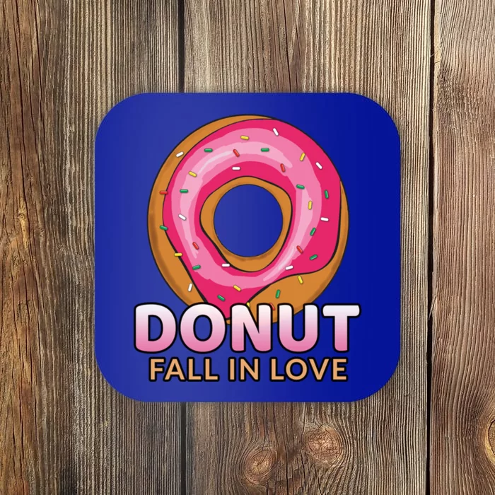 Funny Quotes Pun Donut Fall In Love Valentine's Day Gift Coaster