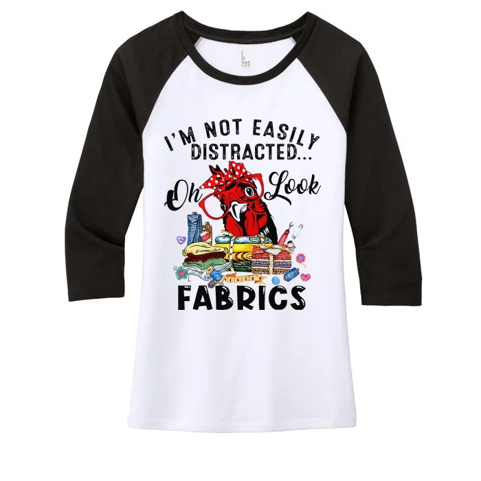 Funny Quilting Quilter Sewer Sewing Oh Look Fabrics Chicken Women's Tri-Blend 3/4-Sleeve Raglan Shirt