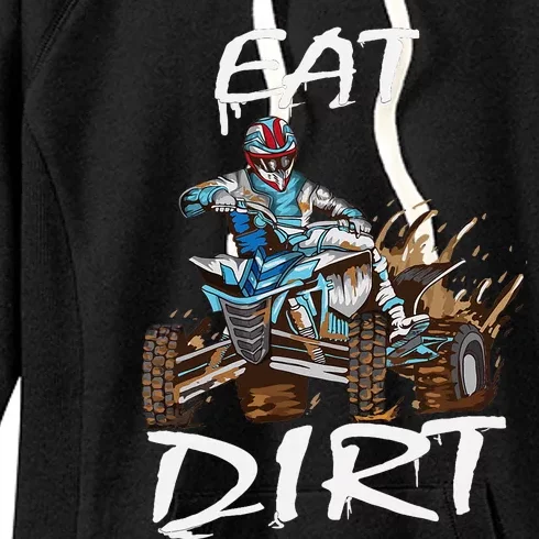 Funny Quad Rider Eat Dirt ATV Biker Quad Saying Women's Fleece Hoodie