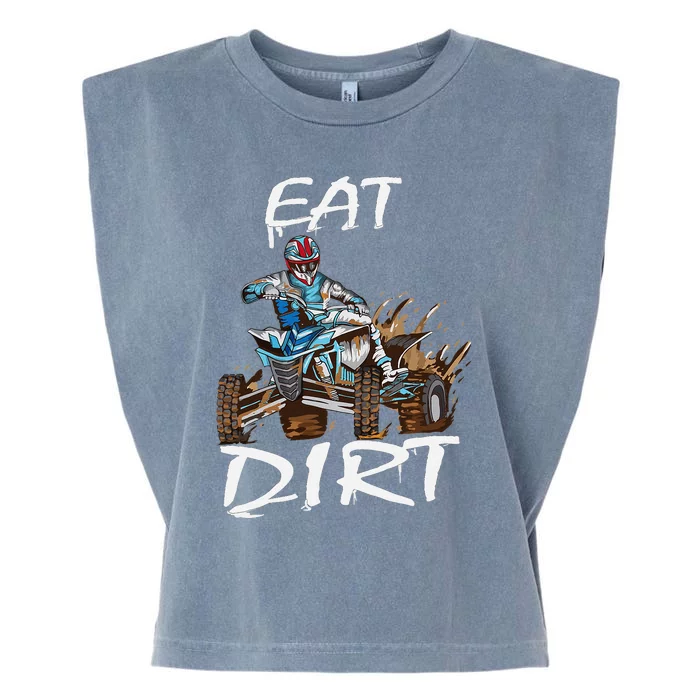 Funny Quad Rider Eat Dirt ATV Biker Quad Saying Garment-Dyed Women's Muscle Tee