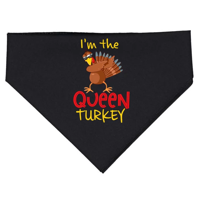 Funny Queen Turkey Matching Family Group Thanksgiving Party USA-Made Doggie Bandana