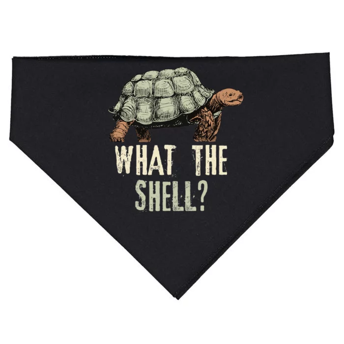 Funny Quote Turtle Design What The Shell Vintage Turtle USA-Made Doggie Bandana