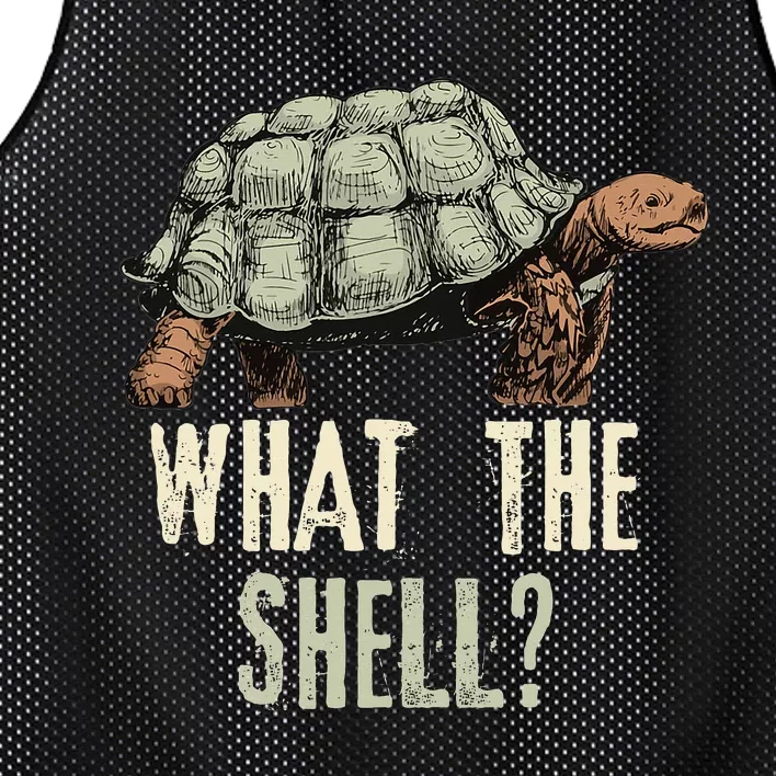 Funny Quote Turtle Design What The Shell Vintage Turtle Mesh Reversible Basketball Jersey Tank