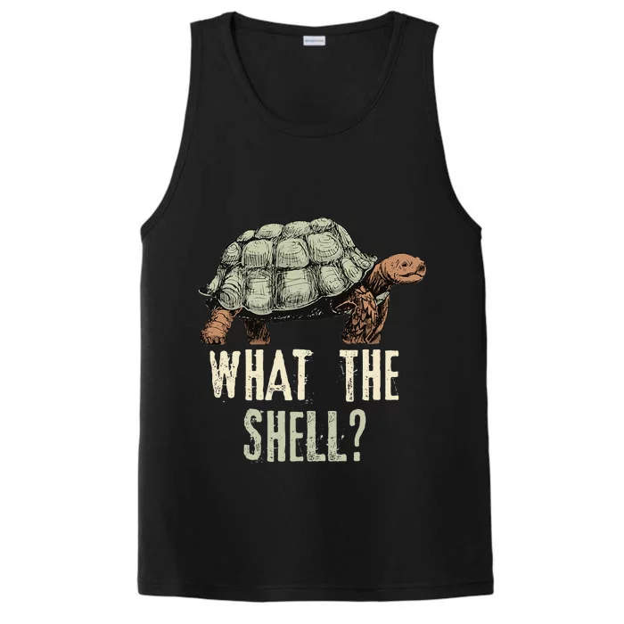 Funny Quote Turtle Design What The Shell Vintage Turtle Performance Tank