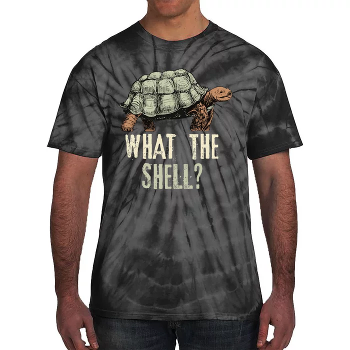 Funny Quote Turtle Design What The Shell Vintage Turtle Tie-Dye T-Shirt