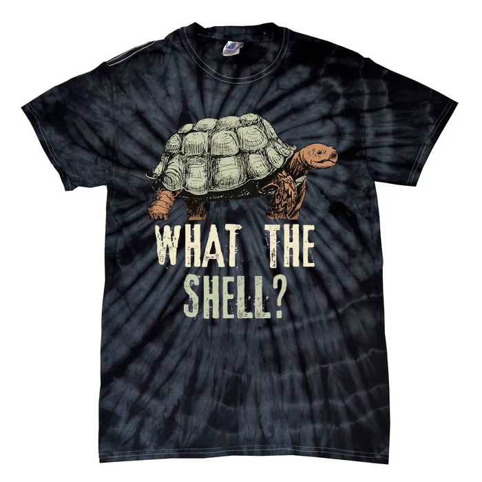 Funny Quote Turtle Design What The Shell Vintage Turtle Tie-Dye T-Shirt