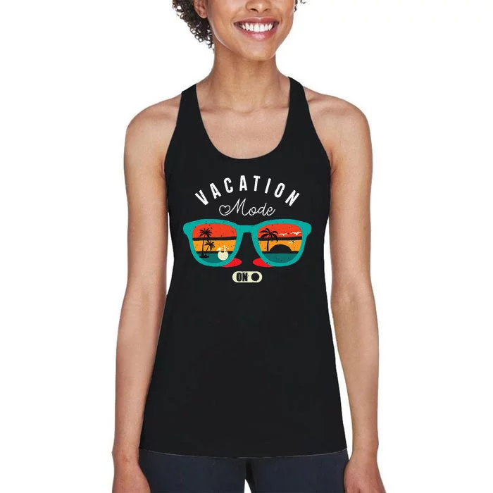 Funny Quote Vacation Mode On Summer Vintage Women's Racerback Tank