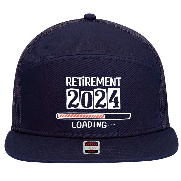 Funny Retirement 2024 Loading Countdown In Progress 7 Panel Mesh Trucker Snapback Hat