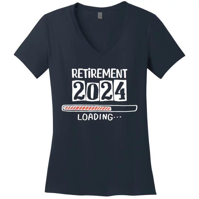 Funny Retirement 2024 Loading Countdown In Progress Women's V-Neck T-Shirt