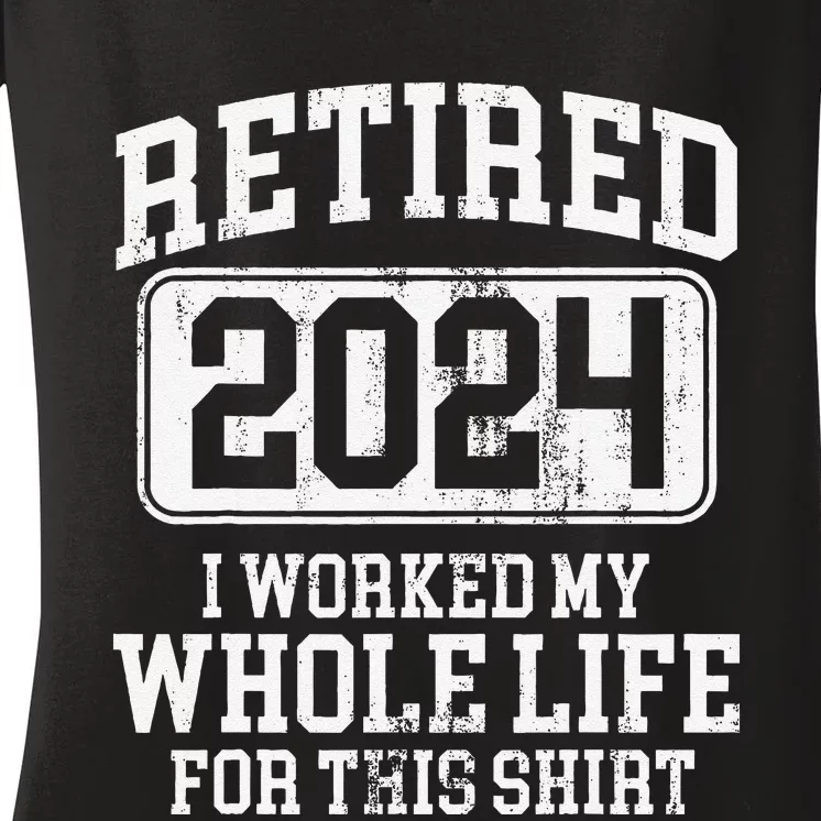 Funny Retired 2024 Retirement Women's V-Neck T-Shirt