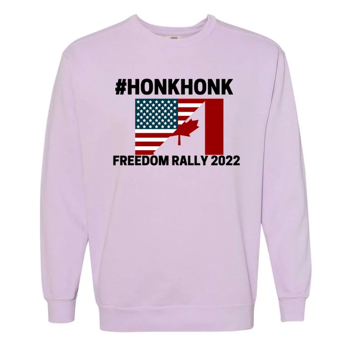 Freedom Rally 2022 Honk USA Canada Flag Garment-Dyed Sweatshirt