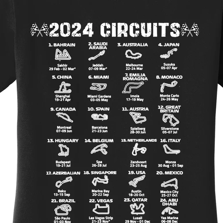 Formula Racing 2024 Circuits Race Car Formula Racing Gift Women's T-Shirt