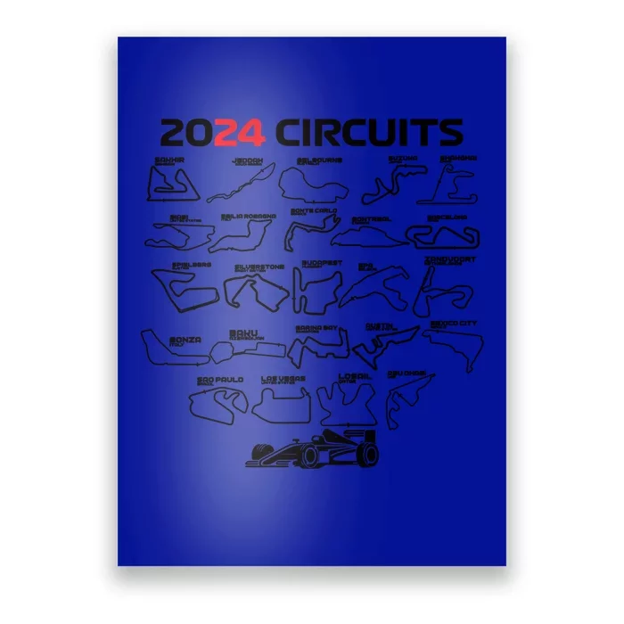 Formula Racing 2024 Circuits Race Car Formula Racing Gift Poster