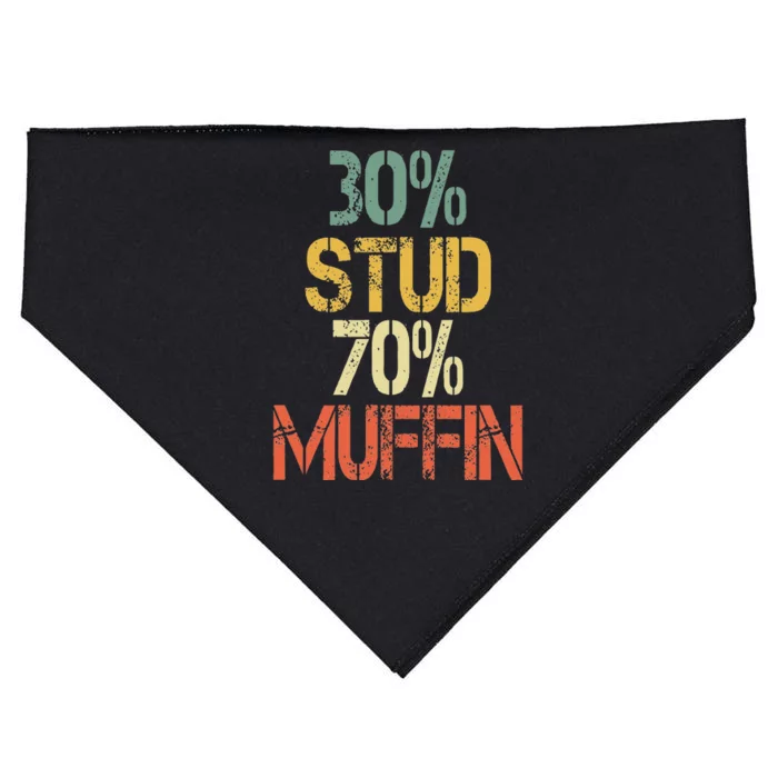 Funny Retro 30 Stud 70 Muffin Sarcasm Dad Bod Figure USA-Made Doggie Bandana