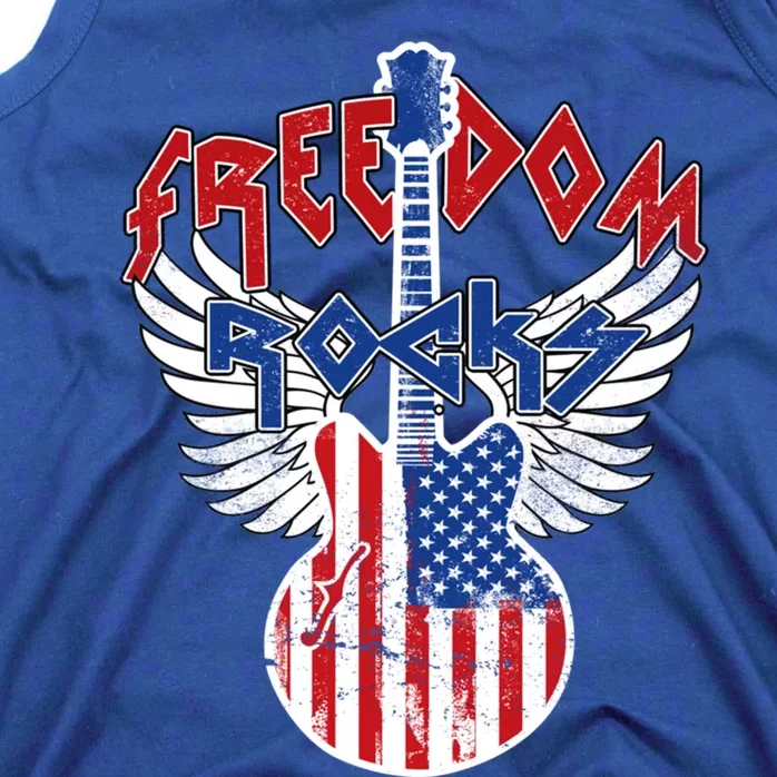 Freedom Rocks 4th Of July Patriotic Usa Flag Rock Guitar Gift Tank Top