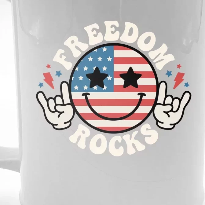 Freedom Rocks 4th Of July America Flag Retro Great Gift Front & Back Beer Stein