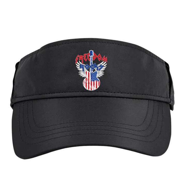 Freedom Rocks 4th Of July Patriotic Usa Flag Rock Guitar Adult Drive Performance Visor